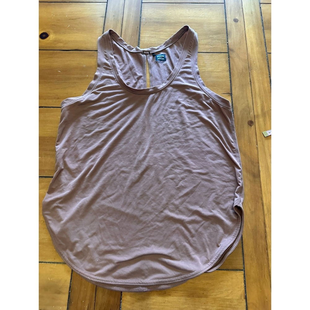 prAna Womens Mauve Brown Keyhole Back Yoga Tank Top Small Sleeveless Curved Hem - Picture 2 of 6